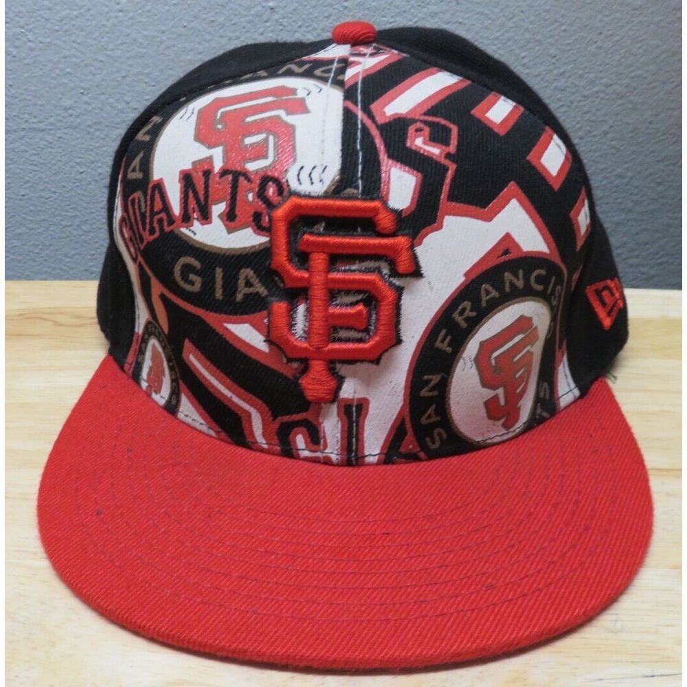 San Francisco Giants Black Red Diamond Pattern Hat Red 59Fifty New Era 7 3/8